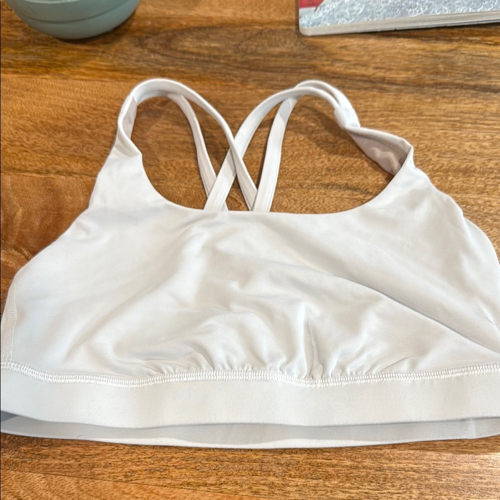 Lululemon Cream Sports Bra with Crisscross Straps